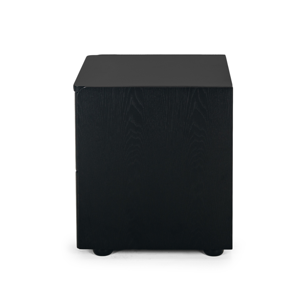 Cube Black Oak Side Table 2 drawer  - Black Oak Top image 3